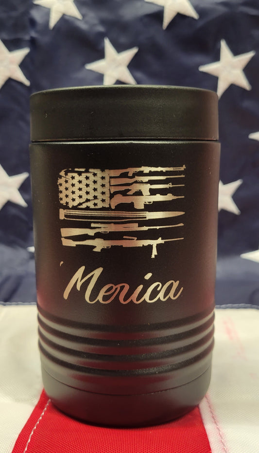 Black 'Merica Gun Flag Beverage Holder