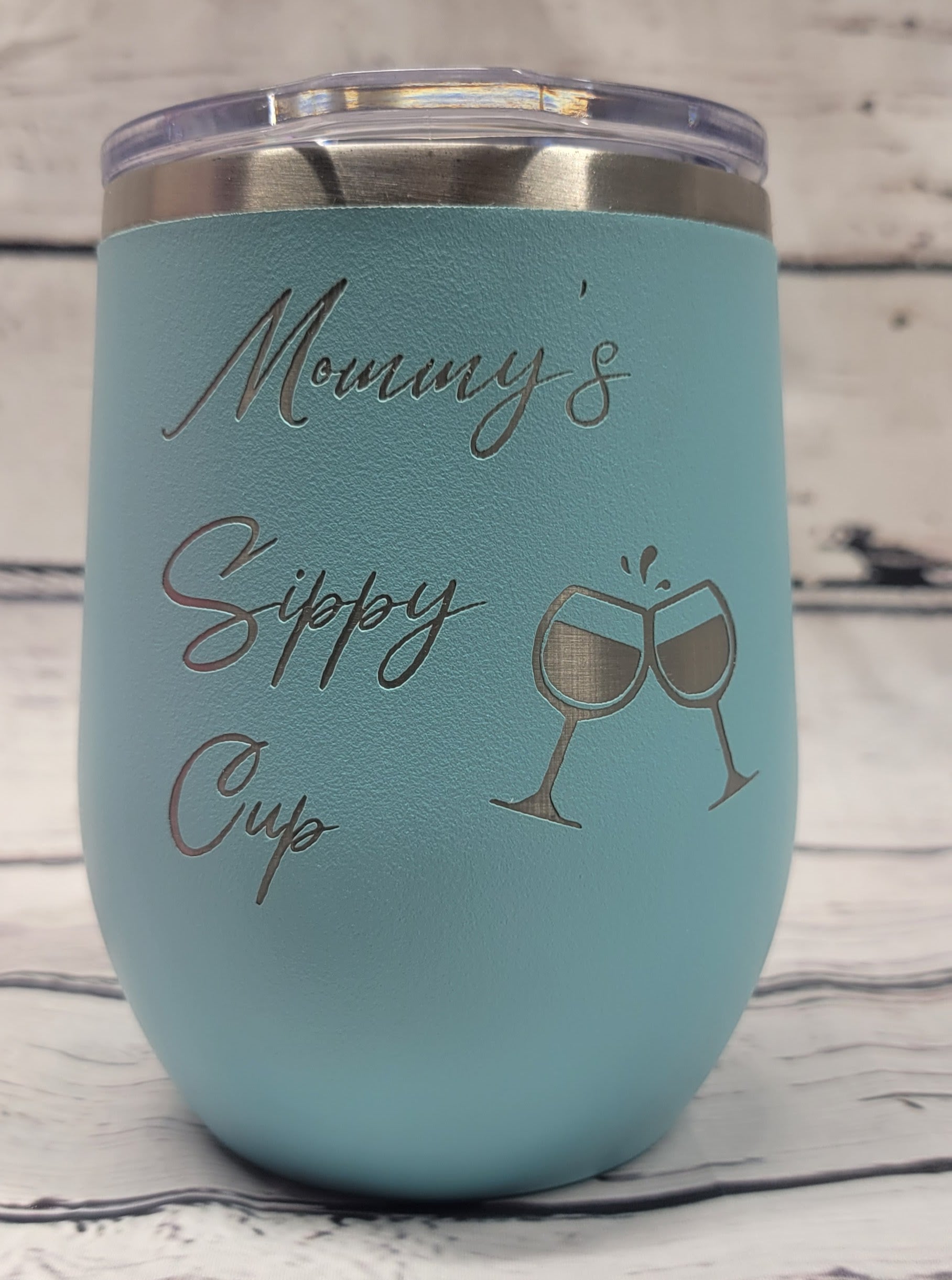 Teal Mommy's Sippy Cup 12oz Wine Tumbler