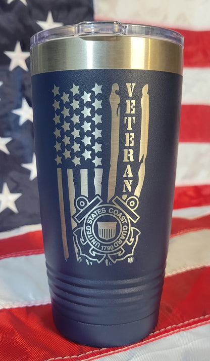 20oz Coast Guard Navy Blue Tumbler